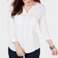 Blusa popover feminina estilo &amp; co com aba enrolada, branca, tamanho pequeno GG