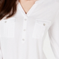 Blusa popover feminina estilo &amp; co com aba enrolada, branca, tamanho pequeno GG