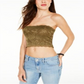Guess Top curto com sobreposição de renda Nola para mulheres, verde, tamanho pequeno