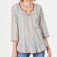 Blusa listrada de algodão com babados e listras Willow Brown, tamanho G