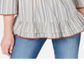 Blusa listrada de algodão com babados e listras Willow Brown, tamanho G