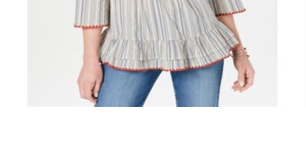 Blusa listrada de algodão com babados e listras Willow Brown, tamanho G