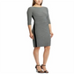 Vestido de malha franzido feminino Lauren by Ralph Lauren, preto/creme colonial, tamanho 12P