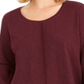 Blusa feminina estilo &amp; co, manga sino, acabamento em crochê, roxa, tamanho médio