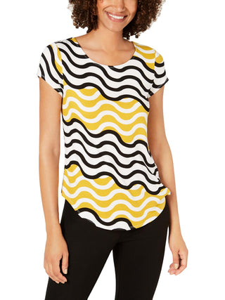 Camiseta feminina estampada Alfani Wave City Yellow tamanho P