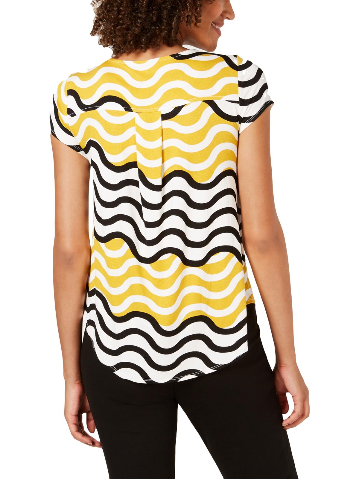 Camiseta feminina estampada Alfani Wave City Yellow tamanho P