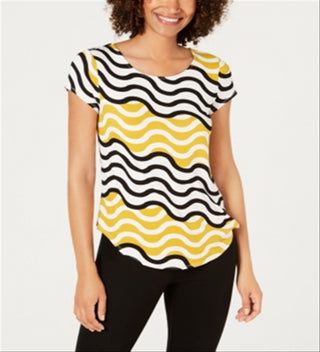Camiseta feminina estampada Alfani Wave City Yellow tamanho P