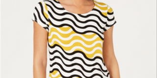 Camiseta feminina estampada Alfani Wave City Yellow tamanho P