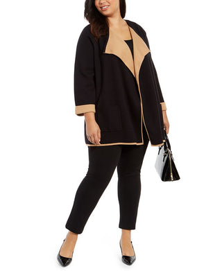 Cardigan Alfani Plus Drape-Front, Preto, Tamanho 2XL
