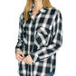 Blusa xadrez boyfriend feminina Sanctuary New Generation, preta, tamanho G
