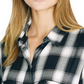 Blusa xadrez boyfriend feminina Sanctuary New Generation, preta, tamanho G