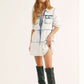 Vestido-camisa com gola jeans Nicole da Free People, azul, tamanho pequeno, para mulheres
