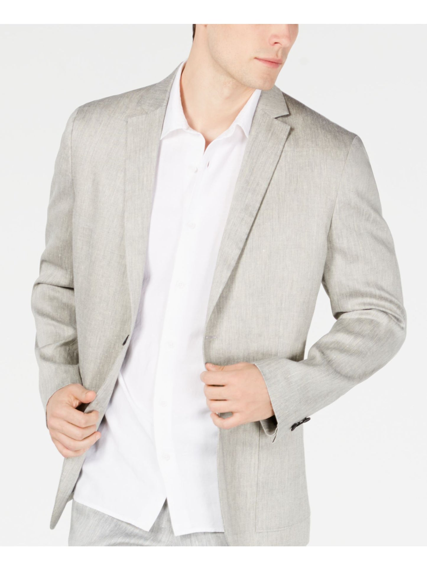 Blazer masculino Alfani, jaqueta de linho com dois botões, em espinha de peixe, marrom, tamanho extragrande