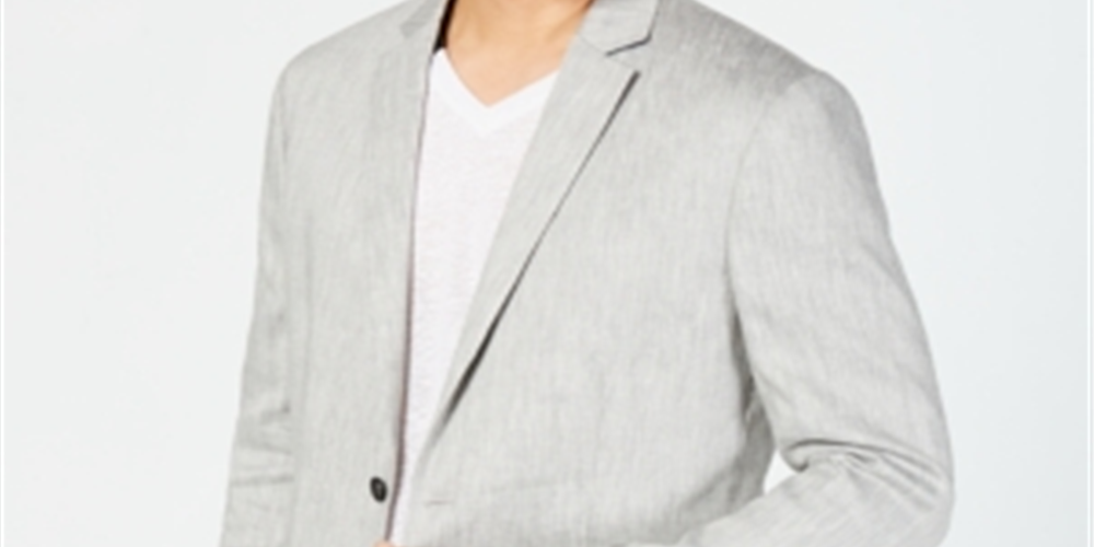 Blazer masculino Alfani, jaqueta de linho com dois botões, em espinha de peixe, marrom, tamanho extragrande