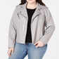 Jaqueta de couro sintético Levi's Trendy Plus feminina, cinza, tamanho 3X