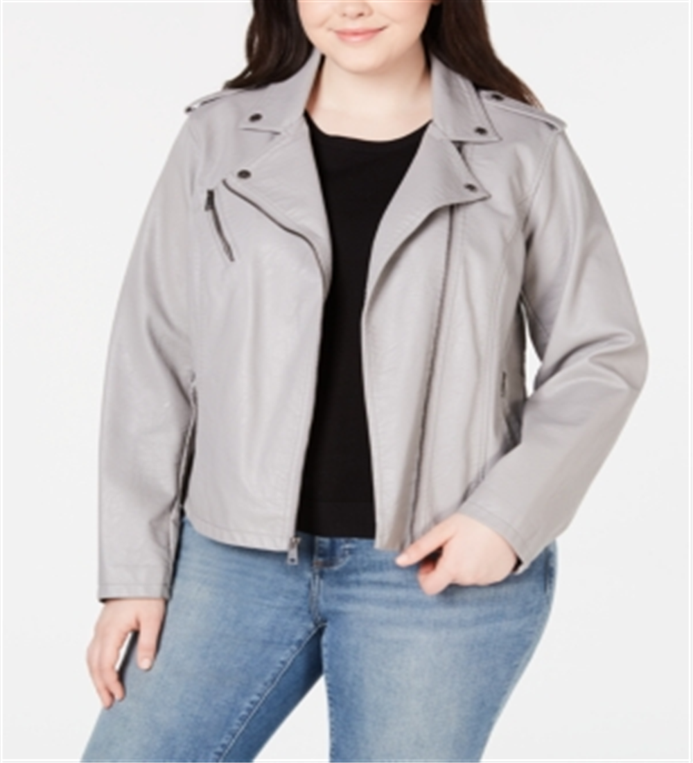 Jaqueta de couro sintético Levi's Trendy Plus feminina, cinza, tamanho 3X