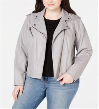 Jaqueta de couro sintético Levi's Trendy Plus feminina, cinza, tamanho 3X