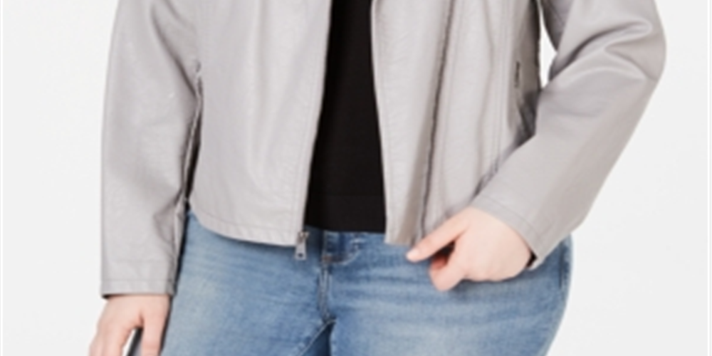 Jaqueta de couro sintético Levi's Trendy Plus feminina, cinza, tamanho 3X