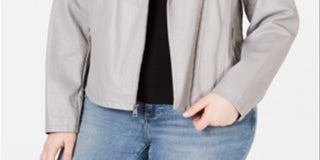 Jaqueta de couro sintético Levi's Trendy Plus feminina, cinza, tamanho 3X