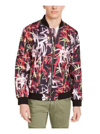 INC  Men's Patterned Zip up Jacket Red Size 2Xl