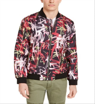 INC  Men's Patterned Zip up Jacket Red Size 2Xl