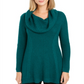 Túnica feminina com gola alta e costura mista, estilo &amp; co, verde, tamanho XS
