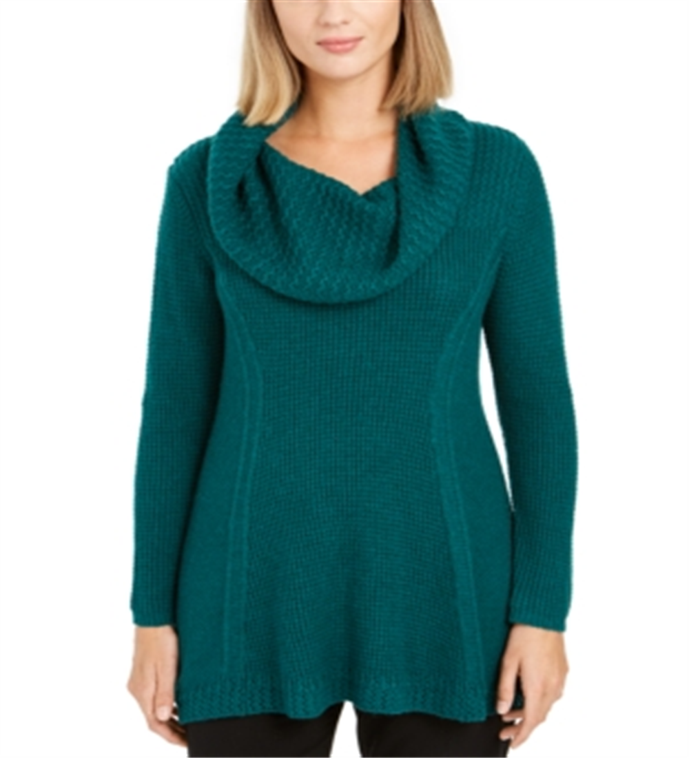 Túnica feminina com gola alta e costura mista, estilo &amp; co, verde, tamanho XS