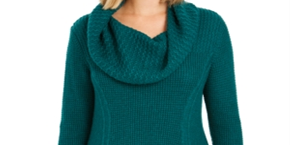 Túnica feminina com gola alta e costura mista, estilo &amp; co, verde, tamanho XS