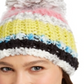 INC International Concepts Gorro feminino com mega pompom e blocos de cores, branco, tamanho único