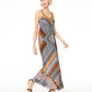 Vestido longo com decote em V e sem mangas estampado INC feminino, preto, tamanho XL