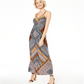 Vestido longo com decote em V e sem mangas estampado INC feminino, preto, tamanho XL
