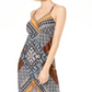 Vestido longo com decote em V e sem mangas estampado INC feminino, preto, tamanho XL