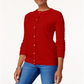 Karen Scott Cardigan Feminino com Botões e Contas Vermelho Cereja Tamanho XS