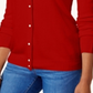 Karen Scott Cardigan Feminino com Botões e Contas Vermelho Cereja Tamanho XS