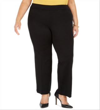 Kasper Women's Plus Size Pull-on Compression-Waist Pants Black Size 14w