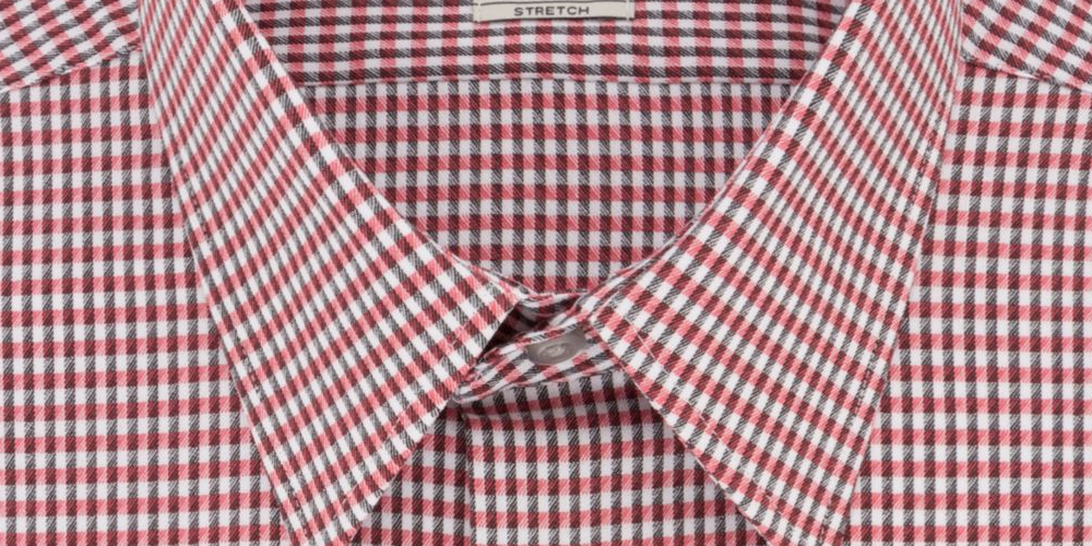 Camisa social masculina VAN HEUSEN com gola xadrez e ajuste clássico, elástica, vermelha, tamanho 14,5 x 32-33