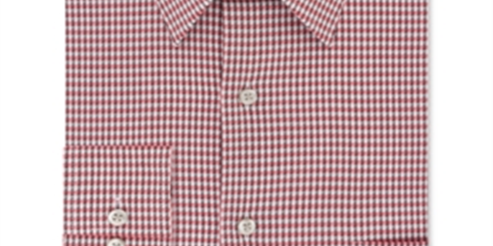 Camisa social masculina VAN HEUSEN com gola xadrez e ajuste clássico, elástica, vermelha, tamanho 14,5 x 32-33