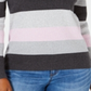 Karen Scott Suéter de algodão feminino com decote em V e blocos de cores, roxo, tamanho 2XL