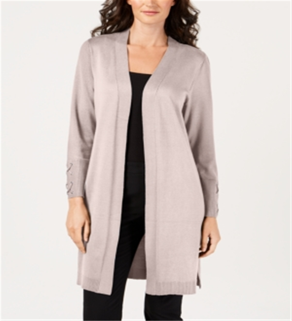 Cardigan Duster Feminino JM Collection Frente Aberta Rosa Tamanho Pequeno GG