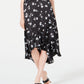 Saia ALFANI Floral Feminina Abaixo do Joelho Hi-Lo Preta Tamanho 8
