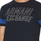 Camiseta masculina AX Armani Exchange Varsity Stencil Ax Logo com manga listrada, azul, tamanho grande