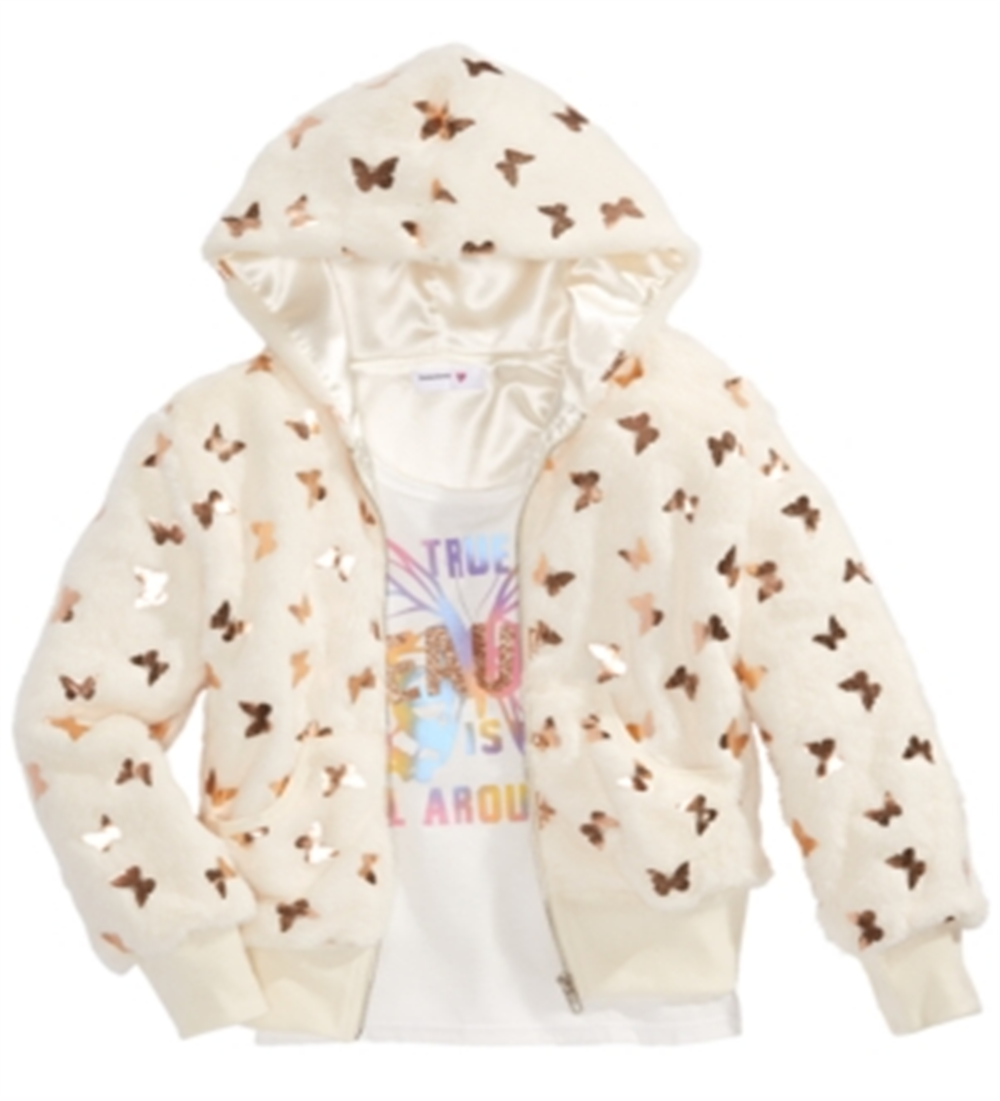 Conjunto de 2 peças de jaqueta borboleta e regata Beautees Big Girls - Branco, tamanho P