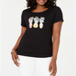 Camiseta feminina bordada Karen Scott, preta, tamanho grande