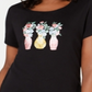 Camiseta feminina bordada Karen Scott, preta, tamanho grande