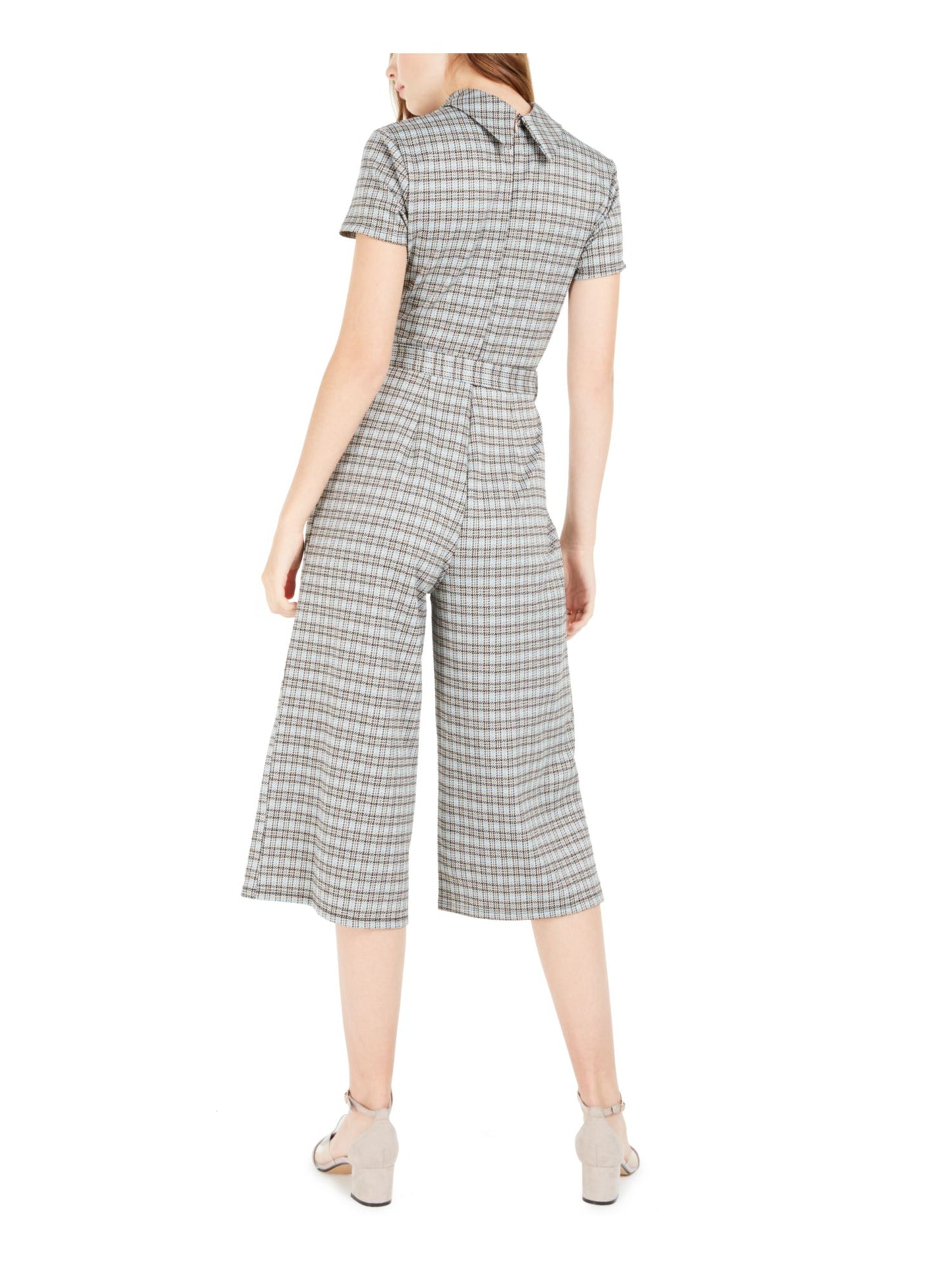 Macacão simulado xadrez com cinto feminino Bebop manga curta, tamanho médio, verde, infantil