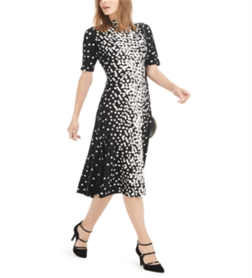 Vestido Alfani Feminino com Amarração nas Costas e Gola Simulada, Preto, Tamanho Pequeno G