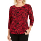 Blusa feminina estampada em jacquard, tamanho pequeno, tamanho XL, vermelha, da coleção JM