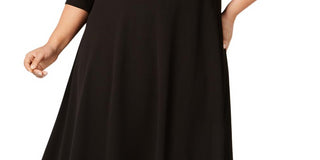Vestido formal plus size Calvin Klein feminino, ombro de fora, preto, tamanho 22W