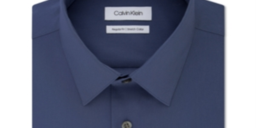 Camisa social masculina Calvin Klein Classic Regular Fit Stretch Flex Collar Solid Azul Tamanho 17x36-37