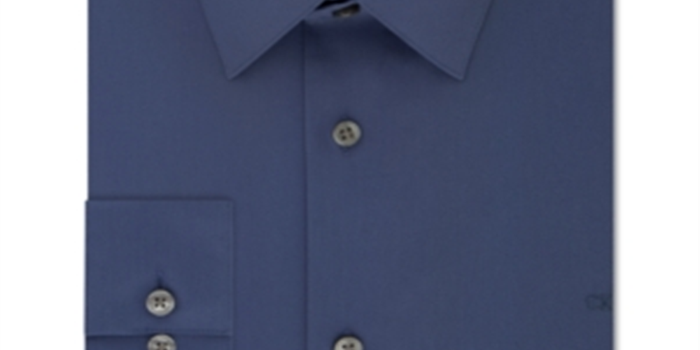 Camisa social masculina Calvin Klein Classic Regular Fit Stretch Flex Collar Solid Azul Tamanho 17x36-37